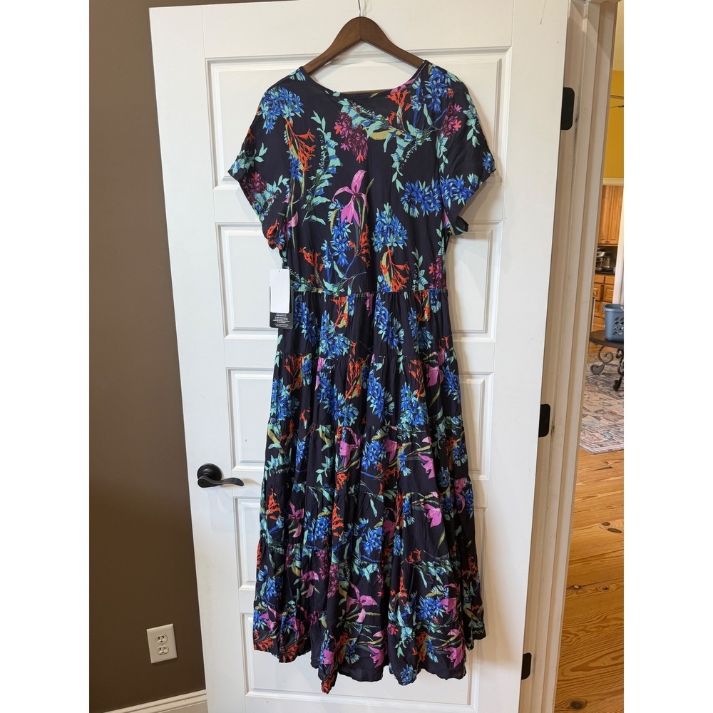 Joe Browns Black Floral Tiered Maxi Dress Size 22W Boho Cottagecore Tropical - Picture 6 of 9